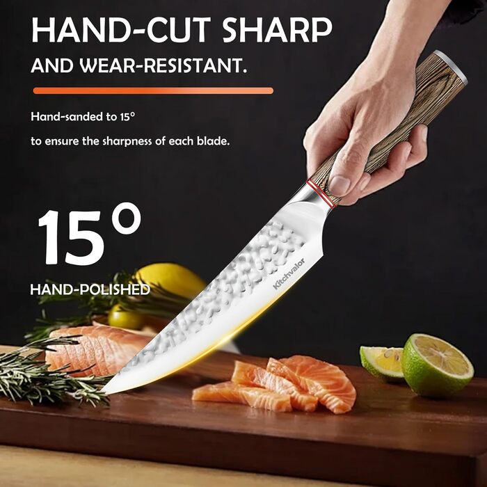 Ніж кухарський Kitchvalor 6 дюймів з високим вмістом вуглецю, з нержавіючої сталі, з ергономічною ручкою, подарункова коробка