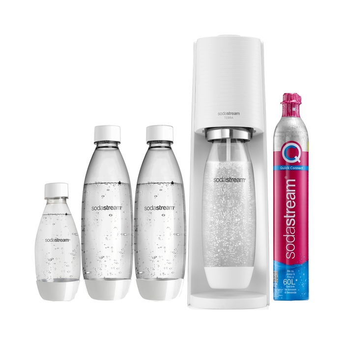 Сифон для газування води SodaStream Terra, білий (3 пляшки + балон CO2)