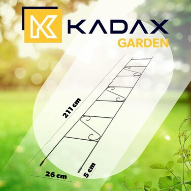 Сталеве шпалерне решітка KADAX 210 см, опора для витких рослин, троянд, багаторічників, садова декорація, чорна, стійка до погодних умов