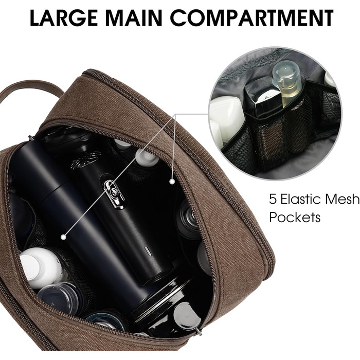 Чоловіча дорожня косметичка WANDF з канвасу, водонепроникна, веганська шкіра, зелений/коричневий колір