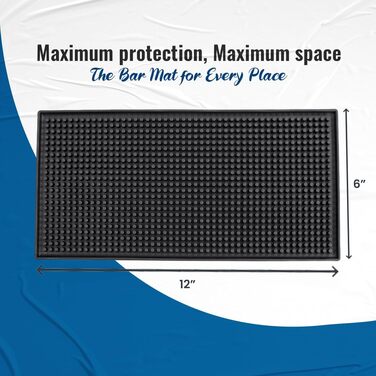 Чорна барна мат, 30 см x 15 см - гумова сервісна мат для бару, кафе, перукарні