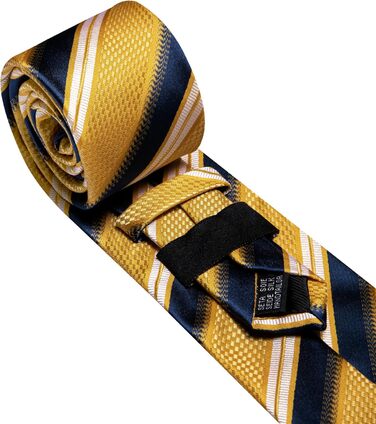 Чоловічий подарунковий набір: краватка в смужку, краватки-кліпса, кишеньковий хустинка, запонки, золото, темно-синій, для весілля, ділових зустрічей, свят