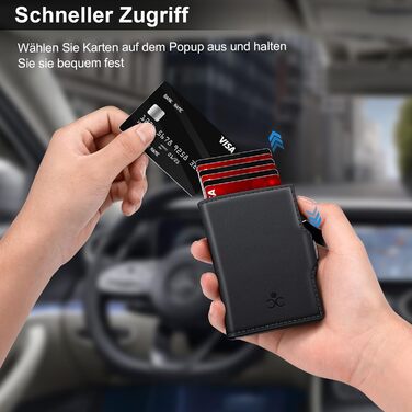 Чоловічий гаманець Portmonee з відділенням для монет, RFID захистом та Slim дизайном, для 9-11 карт, з кишеню для ID та купюр, чорний