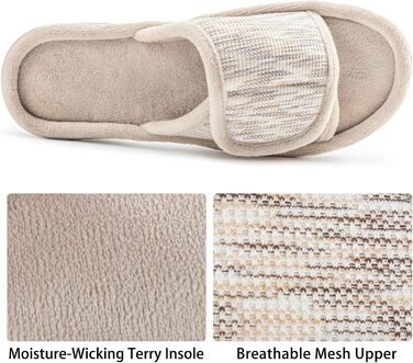 Домашні тапочки RockDove для жінок, регульовані, з піною Memory Foam, 42/43 EU, бежеві