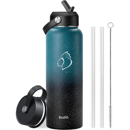 Insulated water bottle, 2 l, stainless steel, with straw lid and flex seal, keeps cold for 48 hours, hot for 24 hours, double-walled, wide opening, BPA-free, leak-proof, (1180 ml, Starry Indigo)