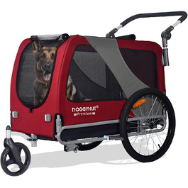 DOGGYHUT® Преміум XL 2-в-1 велопричіп та візок для собак, 23-45 кг, червоний