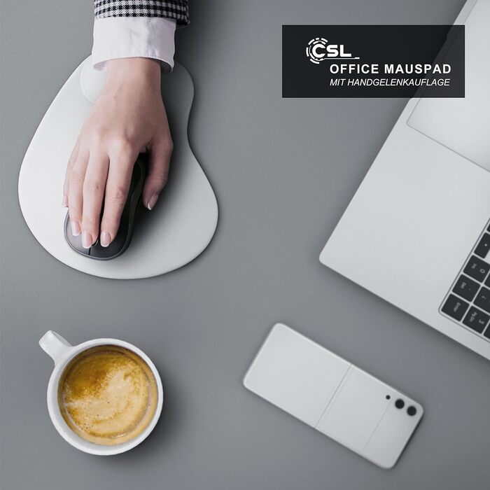 Кисетковий Mousepad CSL з гелевою підкладкою для зап'ястя - чорний/білий, ергономічний, водонепроникний, для геймінгу