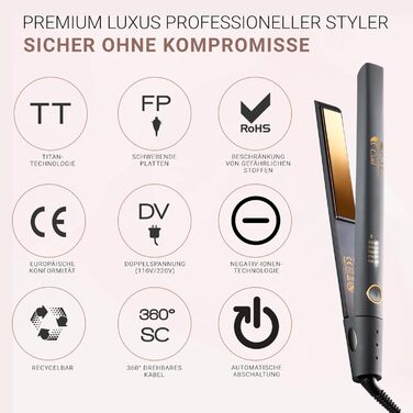 Control Gold 2-in-1 Hair Straightener & Curling Wand - 5 Year Worry-Free Guarantee - Professional Styling Tool