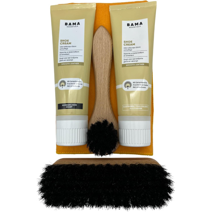 DELFA Shoe Care Cedar Wood Box - Real Wood Box with Bama Care Products - 5-Piece Shoe Care Set - Cream, Brush, and Polishing Cloth
