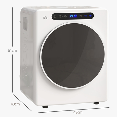 Сушарка для білизни HOMCOM з 6 програмами, 40-60°C, місткістю 4 кг, компактна, з сенсорним керуванням, біла