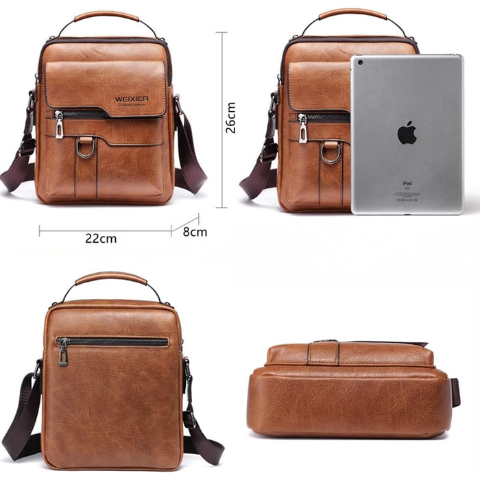 Чоловіча сумка через плече/месенджер з натуральної шкіри (колір: коричневий)