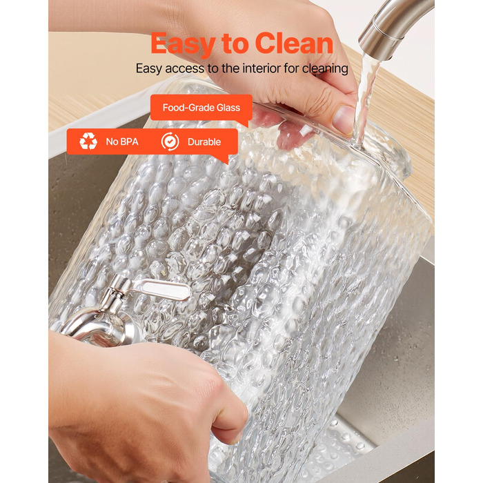 Диспенсер для напоїв VEVOR (2 x 5,5 л) з металевим підставкою, скляний сокодиспенсер з антикрапельним краном, для ресторанів, вечірок, приготування домашніх напоїв