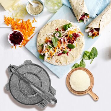 Прес для тортилій з чавуну, 16 см - для тортилій, чапати, кесадільї, роті, фладенброт, піци, млинців