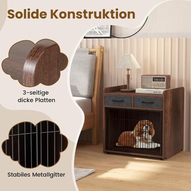 Клітка для собак GOPLUS з 2 висувними ящиками, замок, для собак маленьких та середніх порід, 62x49,5x63 см