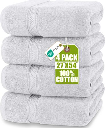 Набір банних рушників Utopia Towels, сріблясті, 100% бавовна, преміум якість 600 г/м², гігроскопічні та м'які, 4 шт.
