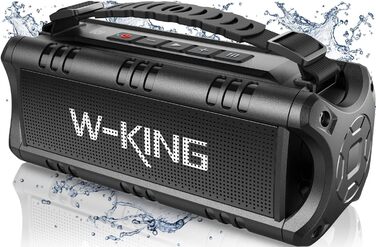 W-KING Bluetooth колонки: портативна, водонепроникна (IPX6), 60W, 24 години роботи, TF карта, USB, AUX, чорний