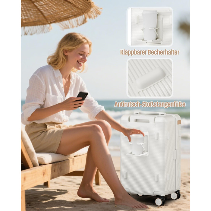 Чемодан Joyway ABS, ручна поклажа, 56 см, білий. З TSA замком, відкидним внутрішнім відділенням та подвійними колесами.