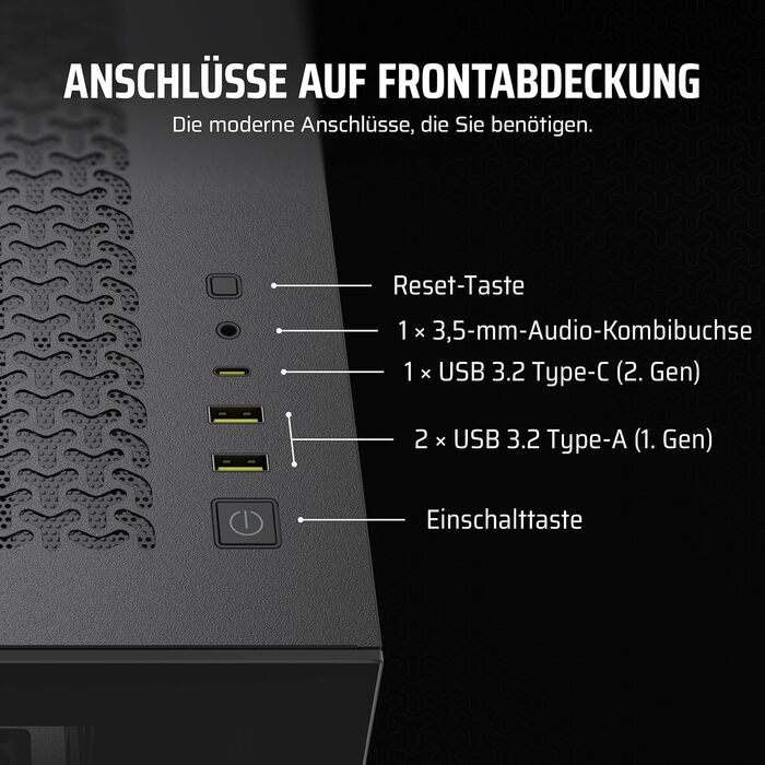 Корпус ПК CORSAIR 3500X Mid-Tower ATX з панорамним склом, підтримка перевернутої схеми материнської плати, 3 вентилятори CORSAIR RS120, білий колір