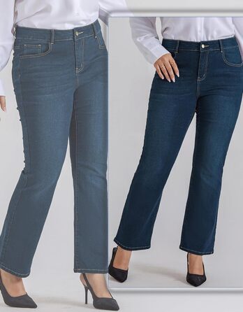 Жіночі джинси Bootcut Hanna Nikole великого розміру, висока талія, темно-синій, еластичні (34)