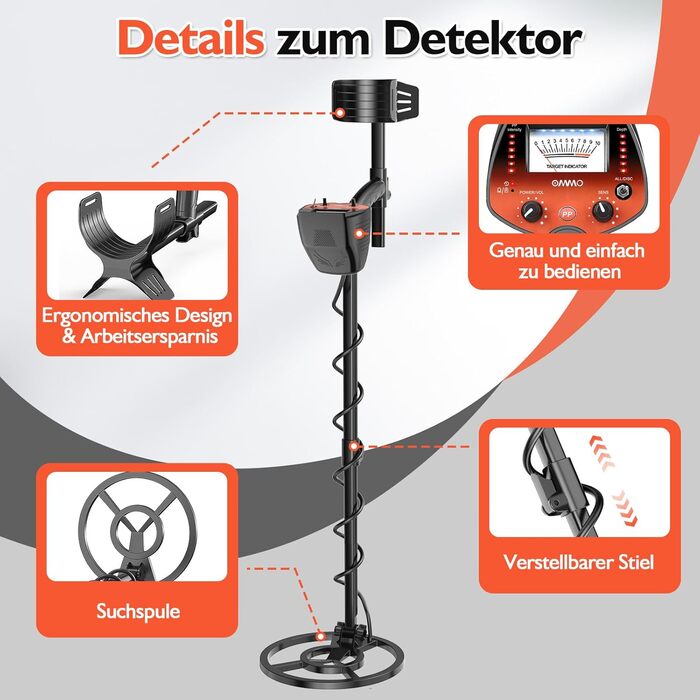 Металодетектор OMMO Pro для дорослих та дітей, USB, водонепроникний, 3 режими, преміум-якість