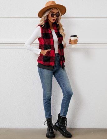 Жіночі теплі рукавички з флісу IECCP для осені та зими. Теплі рукавички з флісу для жінок, осінній/зимовий стиль, чорно-білий принт у клітинку (червоно-чорна клітинка), розмір S