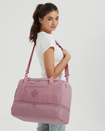 Спортивна сумка WANDF для ручної поклажі в літак (45x36x20 см) з відділенням для взуття та мокрих речей, рожева