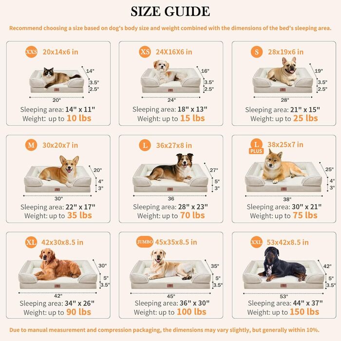 Ортопедичне ліжко для собак Comfort Expression, M, бежеве: водонепроникне, знімний чохол, протиковзаюча основа
