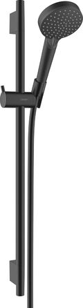 hansgrohe Vernis Blend Shower Set, water-saving showerhead with shower hose and shower rod 0.65m, hand shower with 2 spray patterns, Chrome (Matte Black)