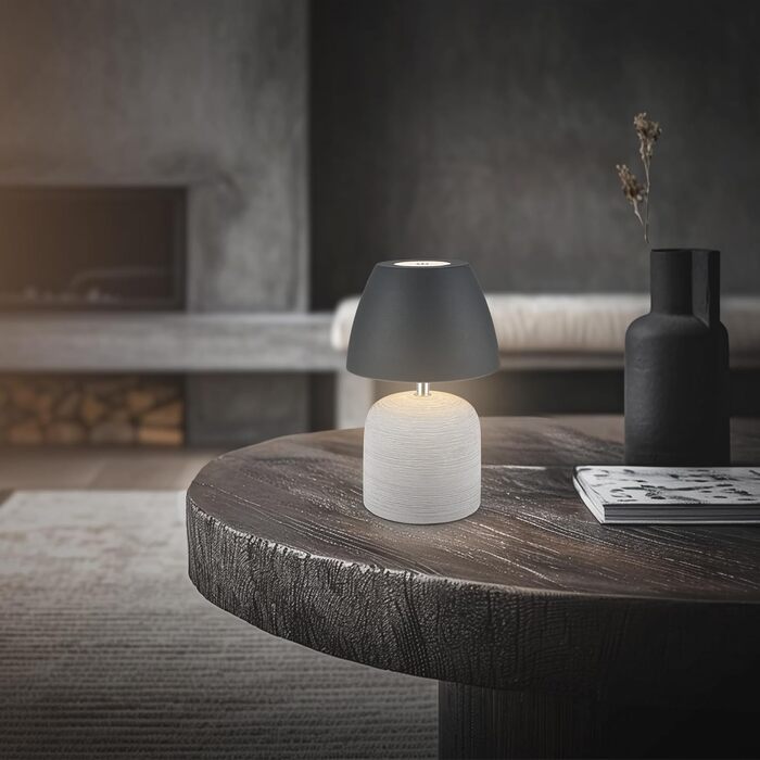 LED-лампа BRILONER настільна бездротова IP44 з сенсором, регулюванням яскравості, керамічним цоколем, для спальні, читання, декору, на вулицю, 13,5x22 см (сіро-антрацит)