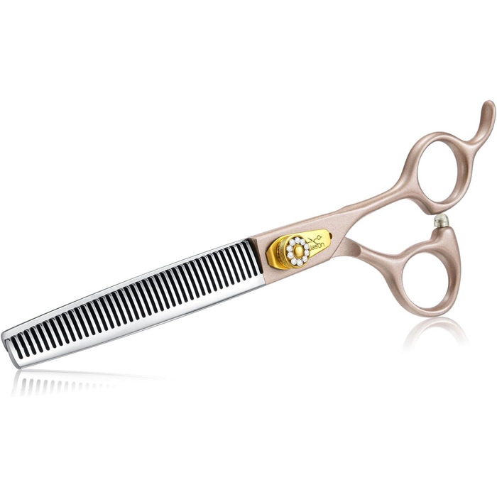 Професійна ножиця для грумінгу собак JASON Profi Fellschere - 40 зубців, з нержавіючої сталі 440C, 7 дюймів, ергономічна ручка, рожеве золото