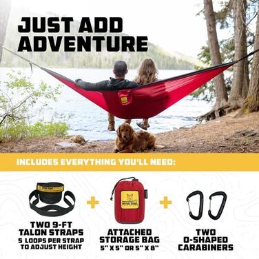 Wise Owl Outfitters Hammock for Camping, Single Hammocks, Outdoor Gear, Backpacking, Survival, or Travel, Portable, Lightweight, Parachute Nylon, Blue and Gray