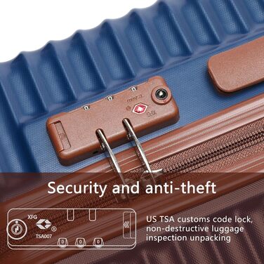 Чохол для ручної поклажі літака з жорстким корпусом та 4 обертовими колесами, легкий, маленький, з TSA-замком (блакитний)