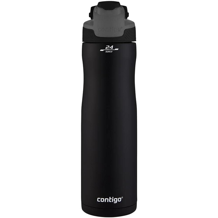 Contigo Autoseal Chill Water Bottle, Matte Black, Stainless Steel Water Bottle with Autoseal Technology, Insulated Bottle Keeps Drinks Cold for Up to 28 Hours, Leak-Proof, BPA-Free, 720 ml