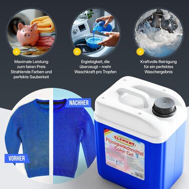 Рідкий пральний засіб Element Color Gel для кольорових речей, без запаху, 10 л (200 прань)