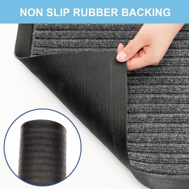 Килимок для дому та вулиці Cozary 43x75 см, сірий. Не слизький, миючий, довговічний. Для входу, тераси, саду.