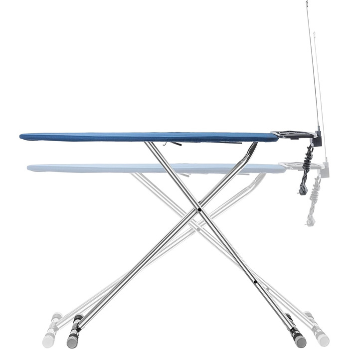 КADAX Розкладне прасувальне прізвисько 120x42 см з алюмінію з підставкою для праски та тримачем для кабелю, регульована висота, з розеткою (Темно-синій)