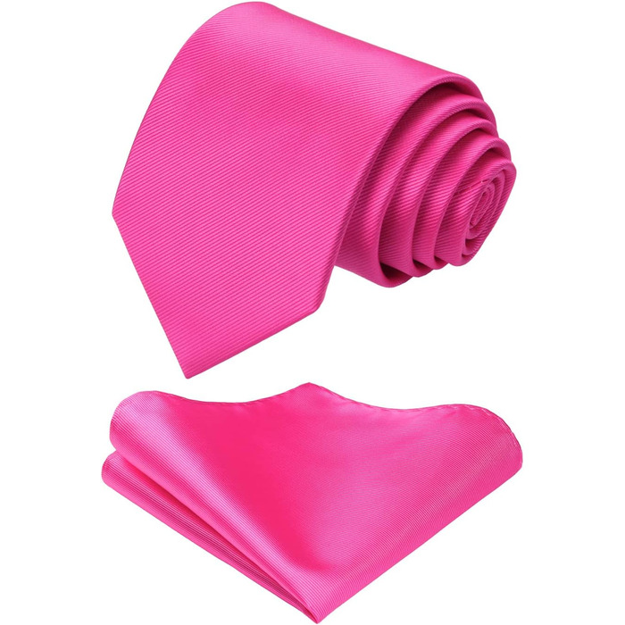 Краватка та нагрудна хустинка Enlision Solide Krawatte - однотонний комплект для весілля, різні кольори, A2 Фуксія
