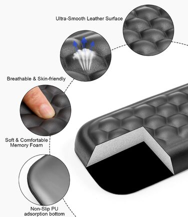 Підставка для зап'ястя під клавіатуру та мишу Zaxiva, ергономічна, з Memory Foam, для офісу, геймінгу, ПК, ноутбука, чорна