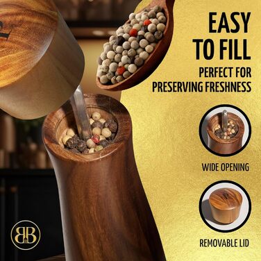BUTLERBELL® English | Salt and pepper mill made of wood in a luxury gift box with heart, ideal as a wedding gift | Wedding gifts | Wedding gifts for the wedding couple | Housewarming gift (Cupidon)