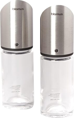 Набір для солі та перцю Blomus LIVO з скла та нержавіючої сталі, 2 шт., точне дозування, преміум-якість (11,5 x 3,5 см)