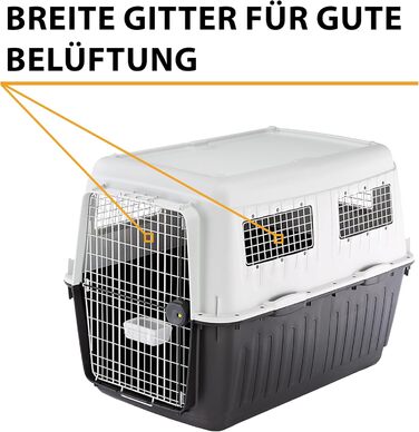 Транспортна переноска для собак Ferplast ATLAS 50, сіра, 55,5 x 81 x 59,5 см, для середніх собак