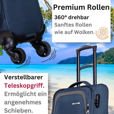 Чемодан NOWI Korfu Weichschaen Troey - середній м'який, 50 літрів, 4 колеса та відділення для взуття | Чемодан для подорожей для жінок та чоловіків (NOWI, синій)
