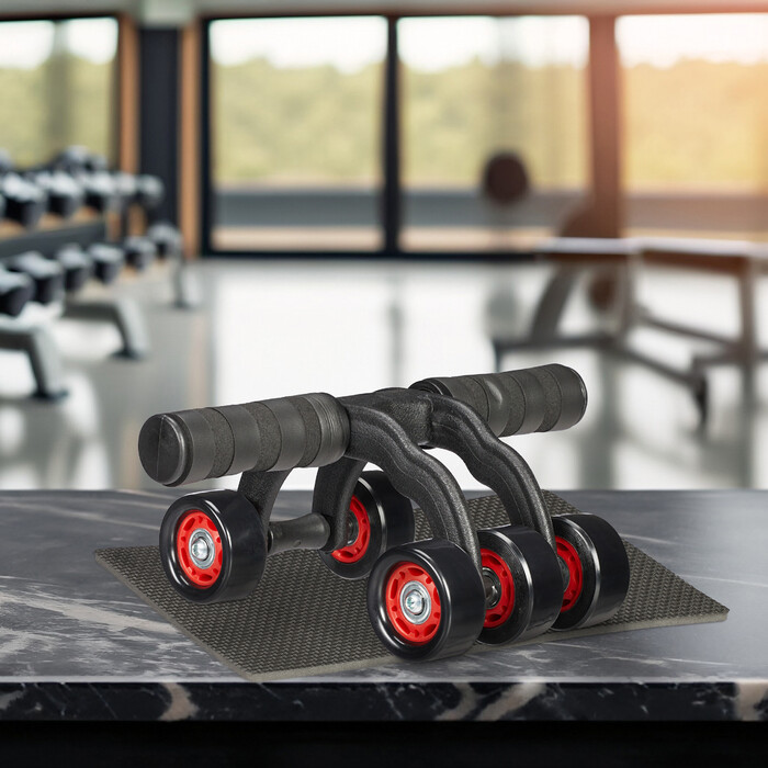 Relaxdays Abdominal Roller with 5 Wheels and Knee Pad