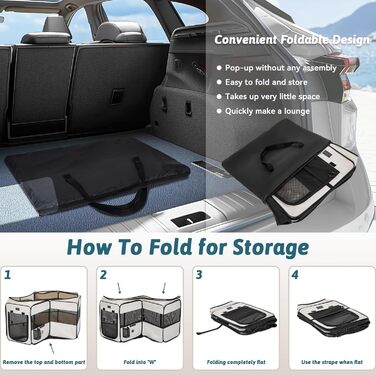 PETSFIT Розкладний вольєр для цуценят та дрібних тварин: собак, котів. Розкладний вольєр для собак з водонепроникним дном, система Pop-up, безпечний дизайн, сірий/зелений, 92 x 64 x 53 см (S, сірий)