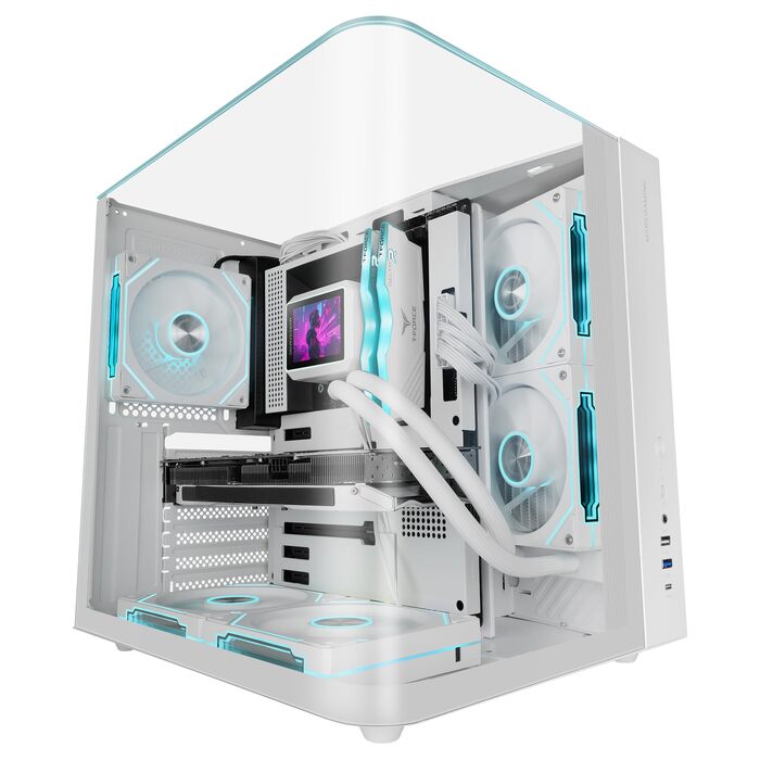 Ігровий корпус Mars Gaming MC-3TCORE MC-INFINIO LITE ATX, панорамне скло, підтримка рідкого охолодження, білий