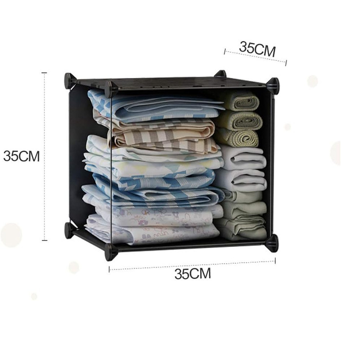 DIY Closet Shelf System, 16 Cubes, Wardrobe Closet, Open Closet, Plastic Wardrobe with Doors, Wardrobe Cabinet, Black, 180 x 142 x 37CM