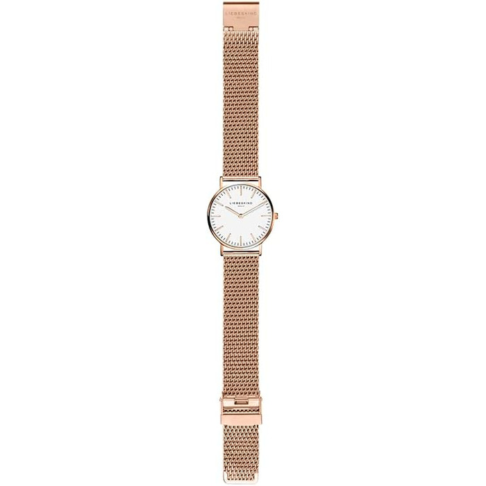 Годинник жіночий LIEBESKIND BERLIN – круглий кварцовий годинник 34 мм – сітчасте браслет – водостійкий 5 ATM – сучасний та елегантний – у різних кольорах (рожеве золото / білий)