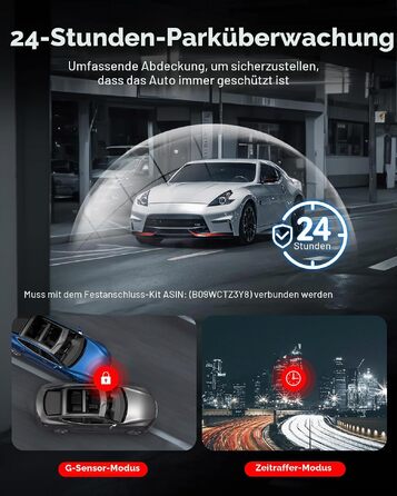 Автомобільний відеореєстратор REDTIGER 4K STARVIS 2 з передньою та задньою камерами, OBD Hardwire Kit, 3.18