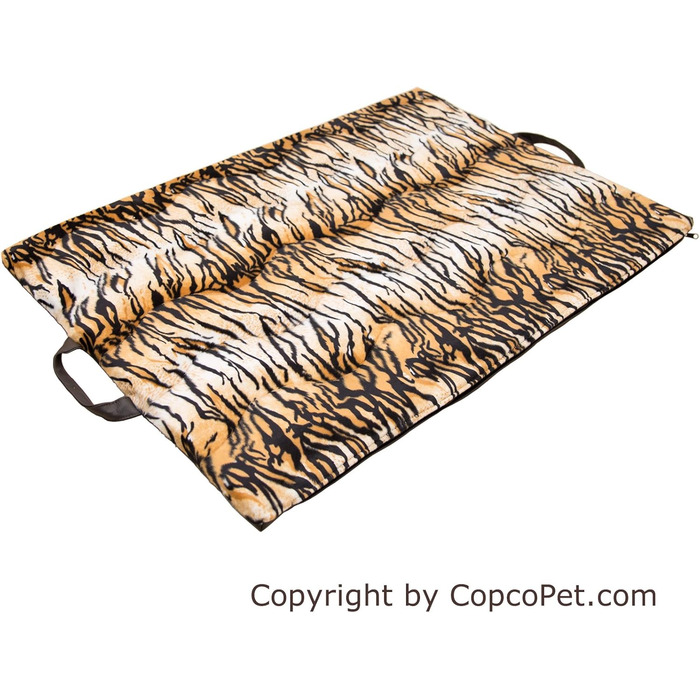 CopcoPet Dog Mat Alex 108 x 78 cm XL – Robust Faux Leather – Washable, Dishwasher-Safe, Non-Slip & Easy to Clean – For Large Dogs, Car, Garden, Camping – With 3.5cm Foam Core (68 x 48 cm, Tiger Print)