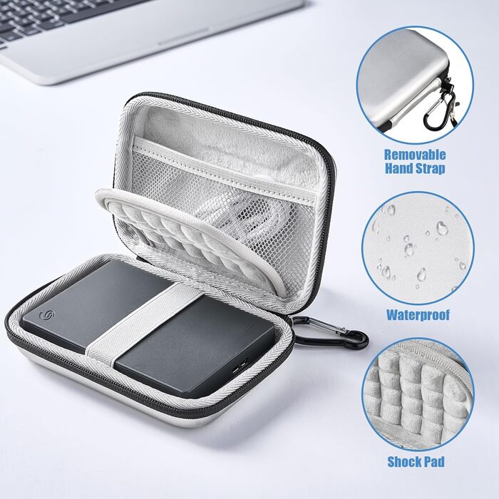 Чохол для жорсткого диска ProCase 2.5' для Seagate, Toshiba, WD, UnionSine, Samsung - сріблястий